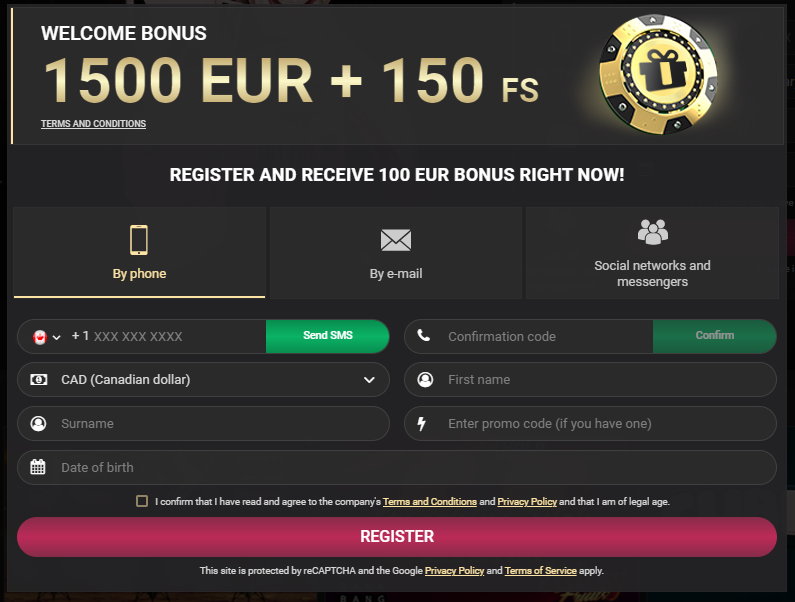 Choose a way of creating an account (phone, email, or via social networks), and fill in all the fields