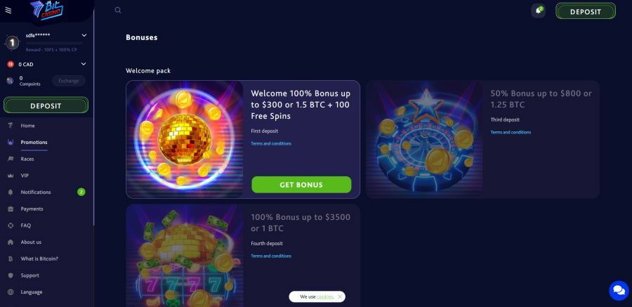 New players receive 200 free spins for the taking alongside a 15% cashback offer Log in to your personal account and complete the last step of the registration process