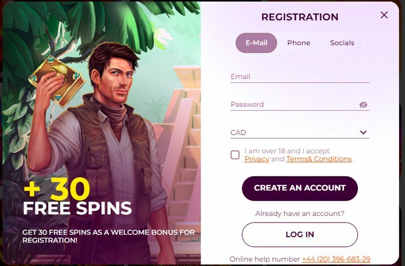 Click the Create an Account button at All Right Casino Sselect the Canadian dollar as the currency.