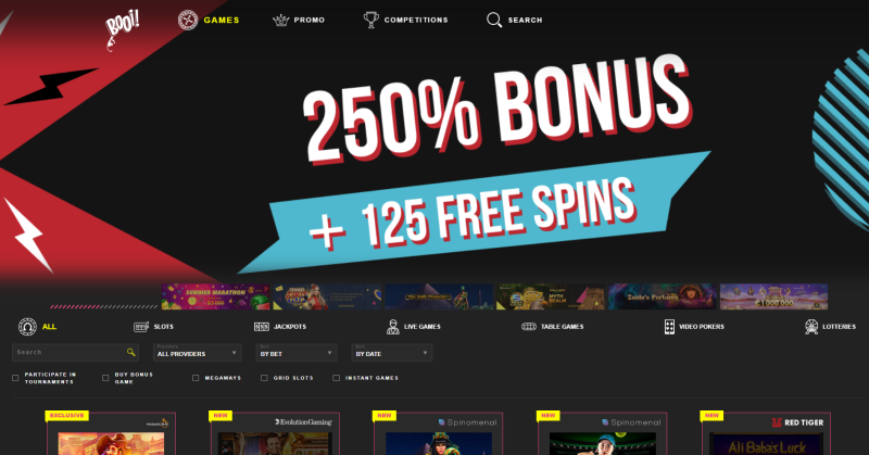 Open the official website of the Booi Casino by using the special link below