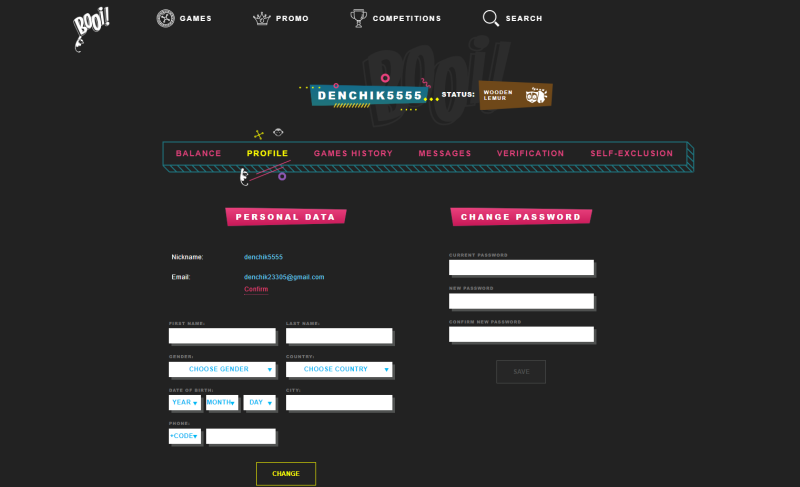If you want to withdraw your winnings, make sure to fill in all the fields with real data.