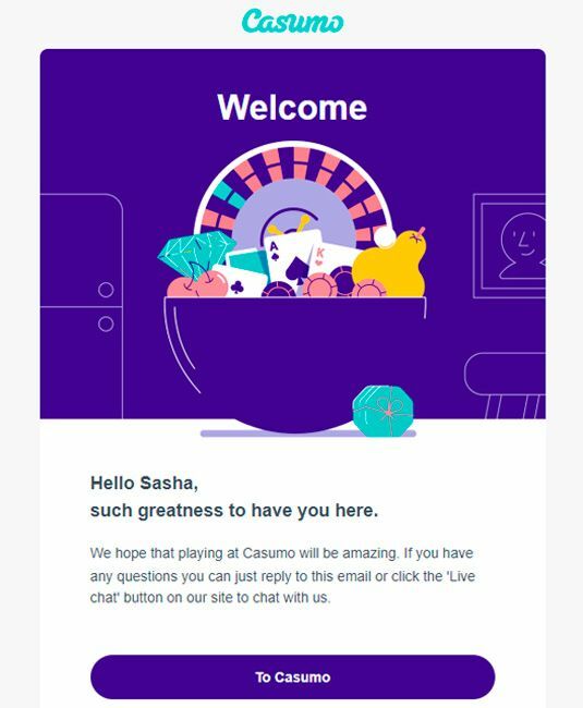 Open your inbox and find a verification letter from the online casino