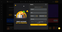 Registration form on the Fortune Jack website