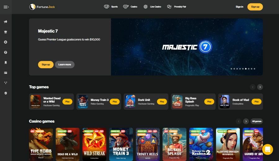 Doing this will automatically give you 100 free spins. In order to avail of this unique offer by Fortune Jack Casino, all you have to do is to sign up, making sure that all your information is correct.