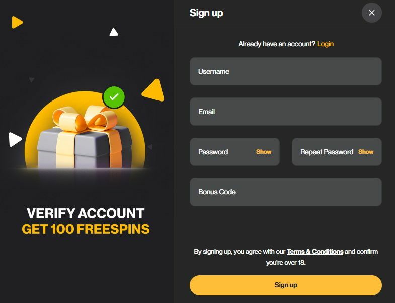 Fortune Jack Casino registration form