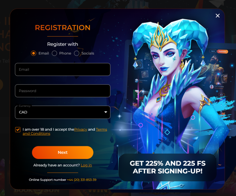 Select CAD as the currency Key in your email address and password.