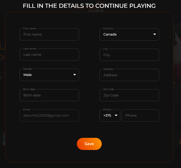 Add personal information Input additional personal information when another window appears