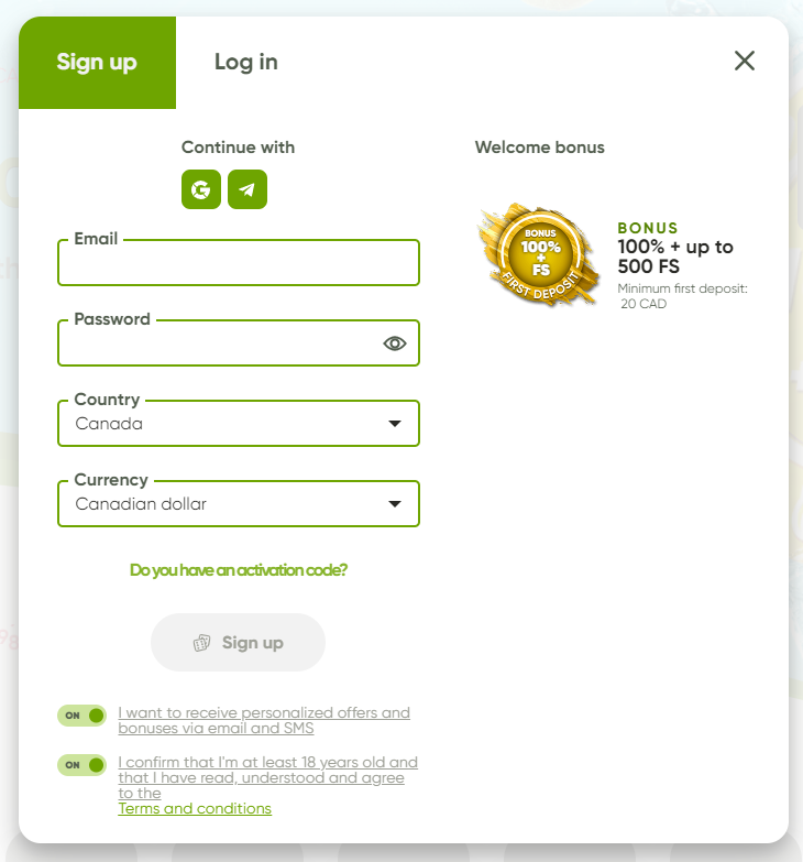 Fresh Casino accepts CAD as currency, so be sure to choose this option. Fill out the form with accurate information.