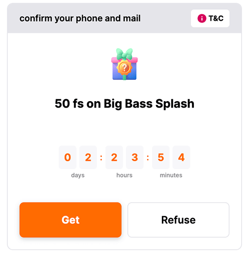 No deposit free spins at Big Bass Splash 50 no deposit free spins at Hit'N'Spin