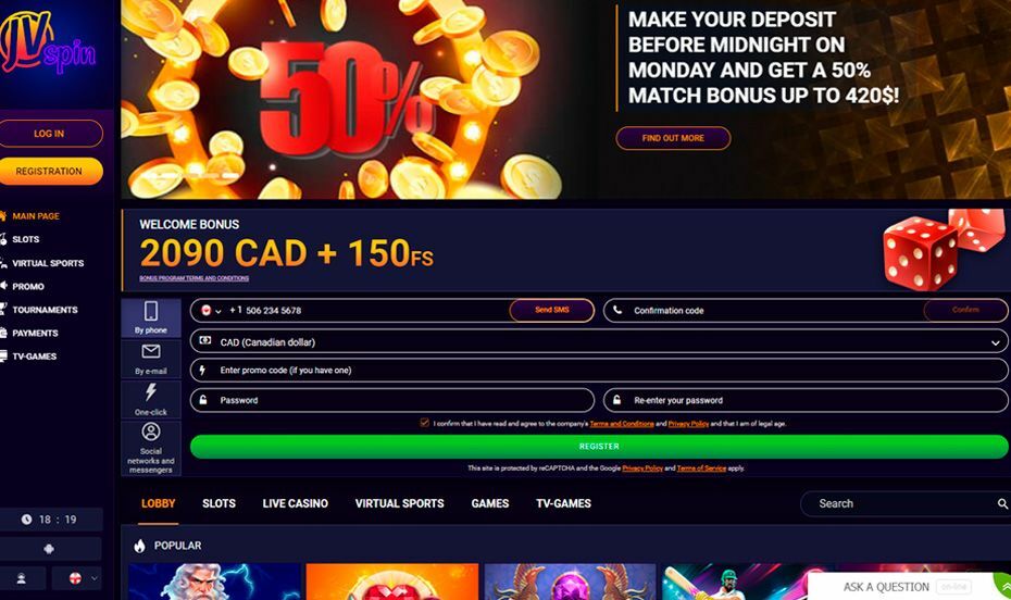JVSpin Casino official website JVSpin Casino main page