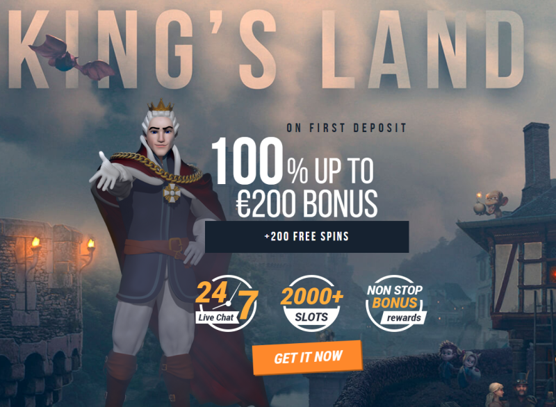 Use our unique link and open the official website of King Billy Casino