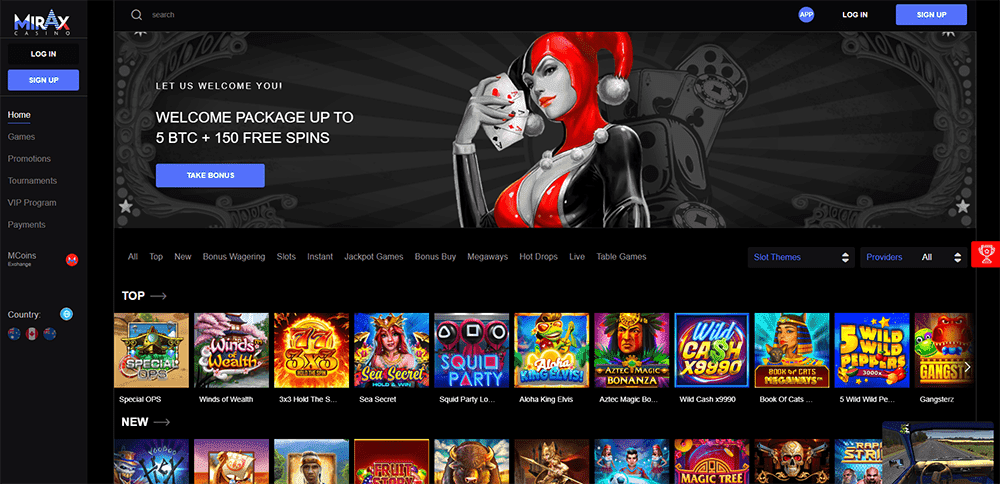 Mirax Casino official website