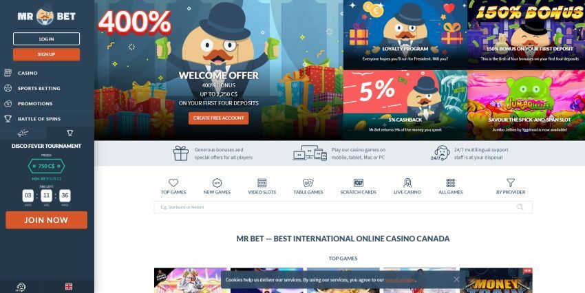 Go to website Mr.Bet Casino Use the unique URL on our website to access the online casino’s official website.