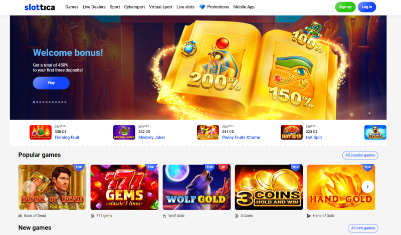 Open the official website of Slottica Casino Open the official website of Slottica Casino by using a special link