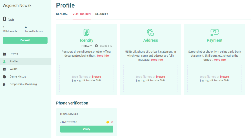 Fill in the empty fields in the profile and complete the registration