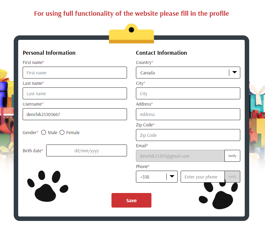 Remember to choose the Canadian dollar as the currency You need to provide an email address and password