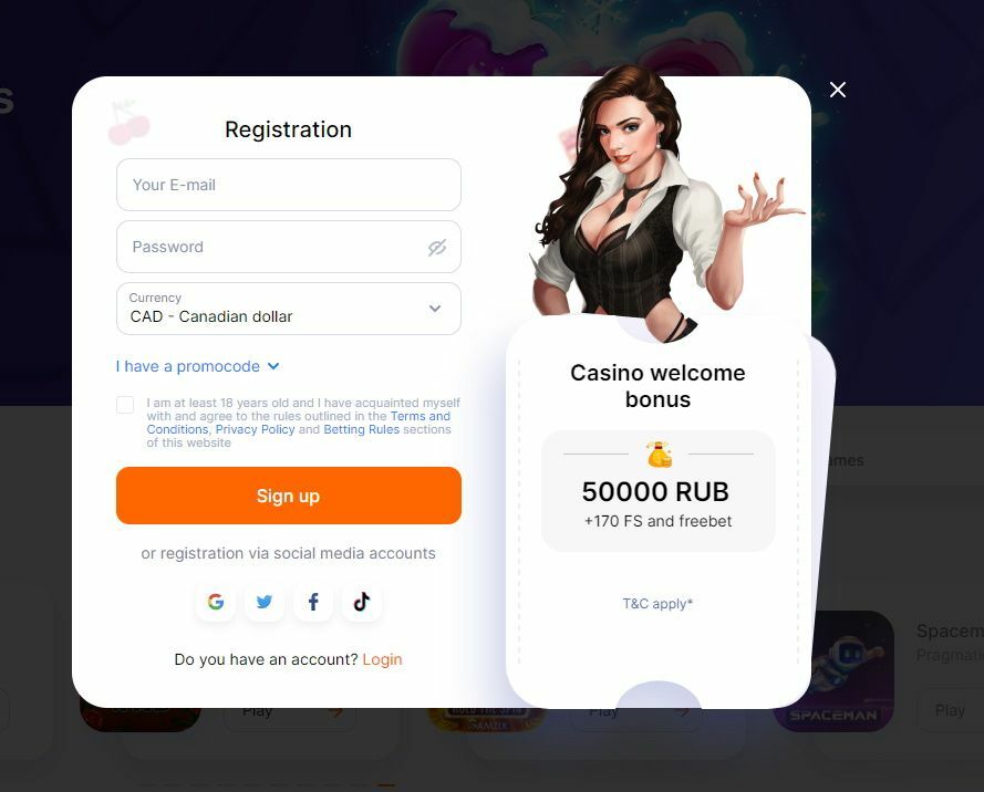 Start the registration process