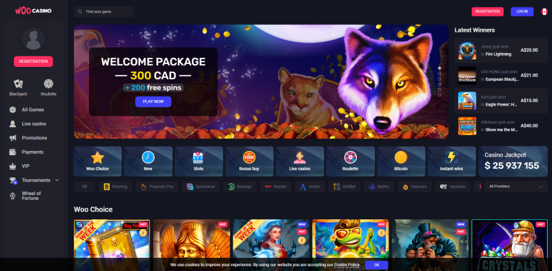 Go to the official website of Woo Casino Click on the special link and go to the official website of Woo Casino