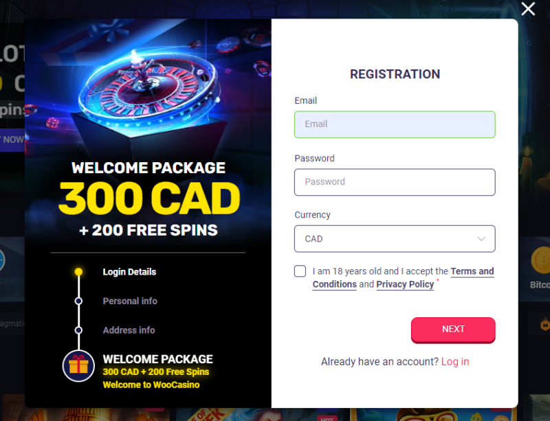 Click "Register," indicate an email address Click "Register," indicate an email address, select CAD from the list currencies, and create a strong password
